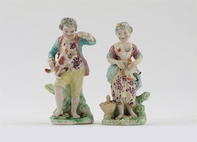 Appraisal: A pair of Derby figures of the French shepherds the