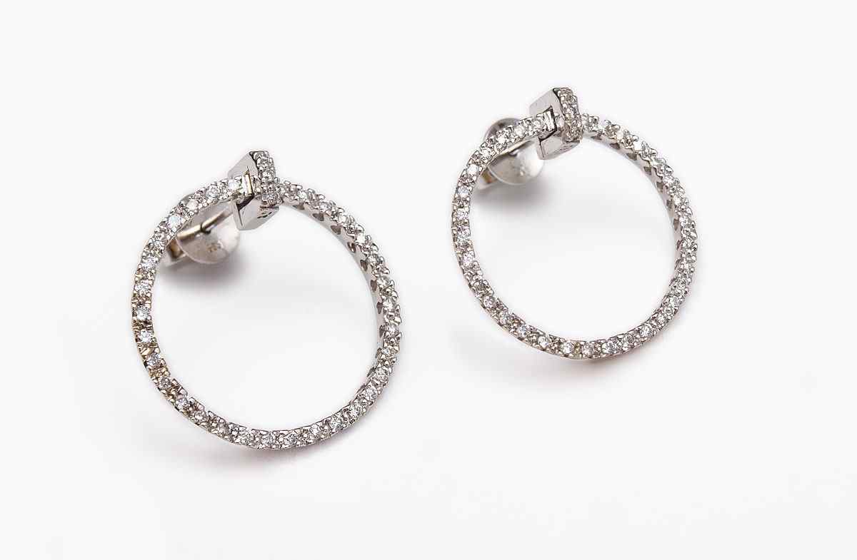 Appraisal: K DIAMOND CIRCLE EARRINGS K white gold circles contain round