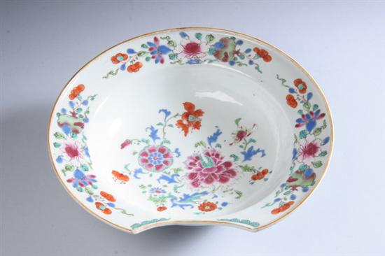 Appraisal: CHINESE FAMILLE ROSE PORCELAIN BARBER BOWL Qianlong period Floral decoration