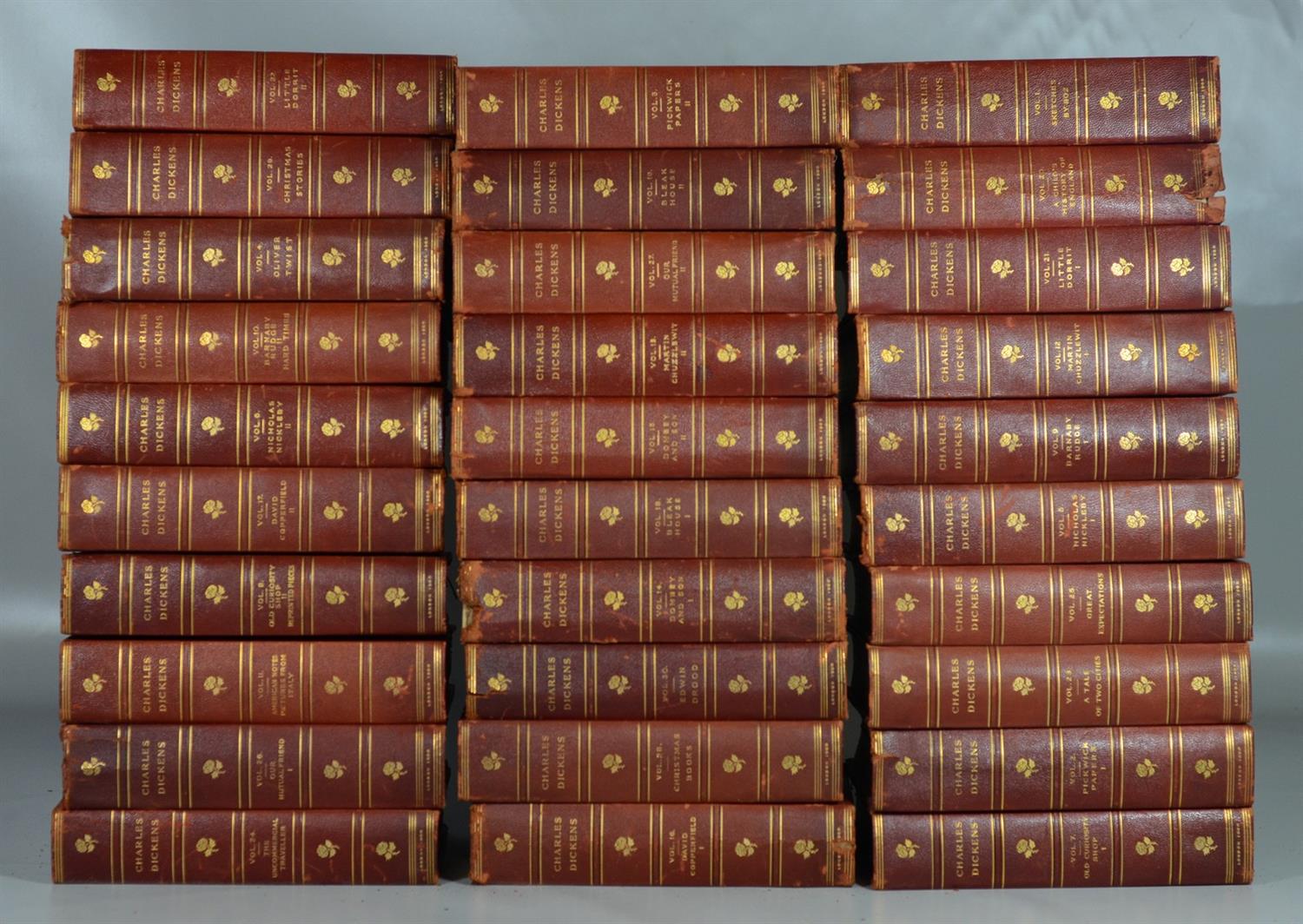 Appraisal: Dickens Charles Works London volumes vo red morocco books