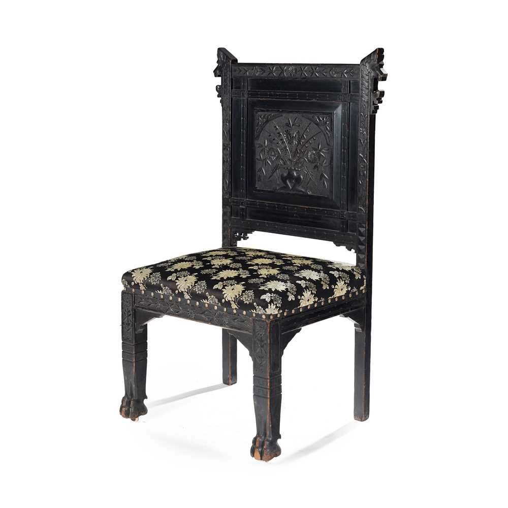 Appraisal: AMERICAN SCHOOL AESTHETIC MOVEMENT SIDE CHAIR CIRCA carved ebonised wood