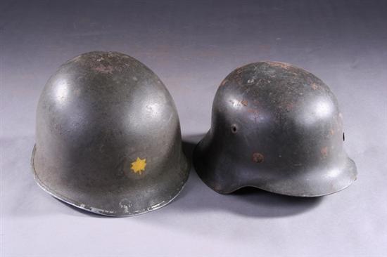 Appraisal: TWO WORLD WAR II HELMETS German non-military vintage helment with