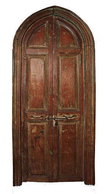 Appraisal: A PAIR OF ANTIQUE SOUTH INDIAN TEAK ENTRANCE DOORS European