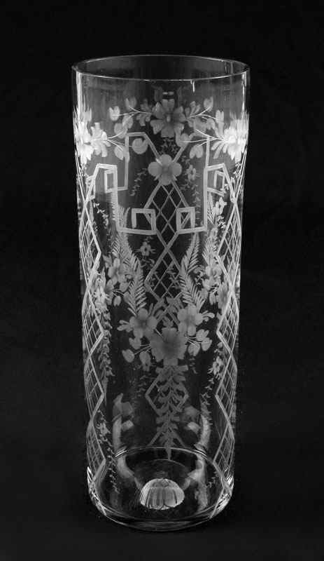 Appraisal: SIGNED HAWKES CUT GLASS VASE Floral and geometric pattern ''