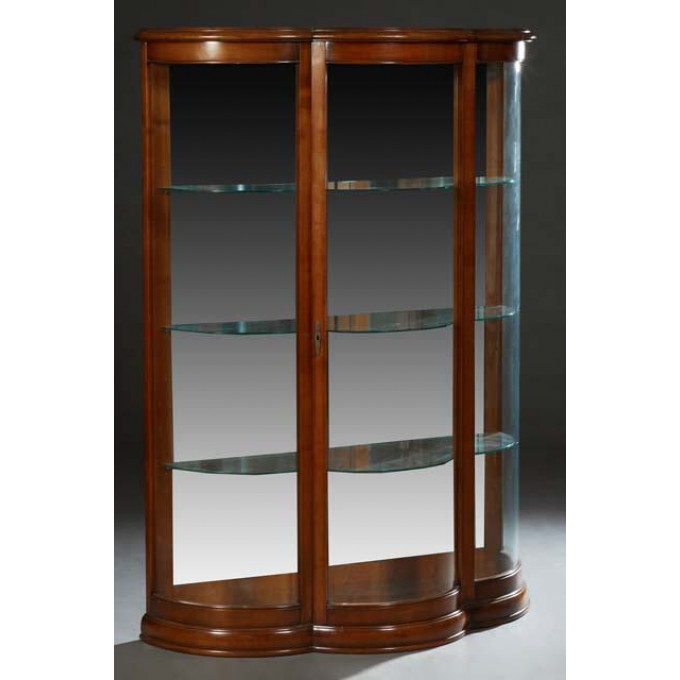 Appraisal: French Louis Philippe Style Carved Cherry Vitrine th c the