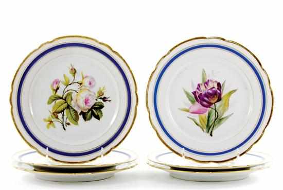 Appraisal: Paris porcelain botanical plate set th century each with various