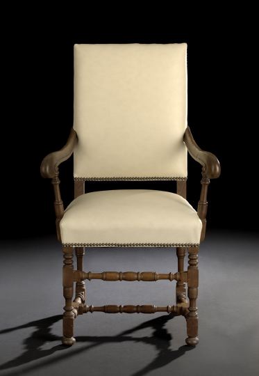 Appraisal: Louis XIII-Style Oak Fauteuil a la Reine late th century