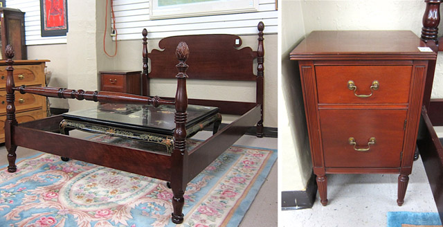 Appraisal: MAHOGANY BED AND NIGHTSTAND American mid- th century the full