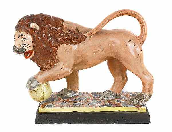 Appraisal: Staffordshire pearlware figure of a lion ca h w