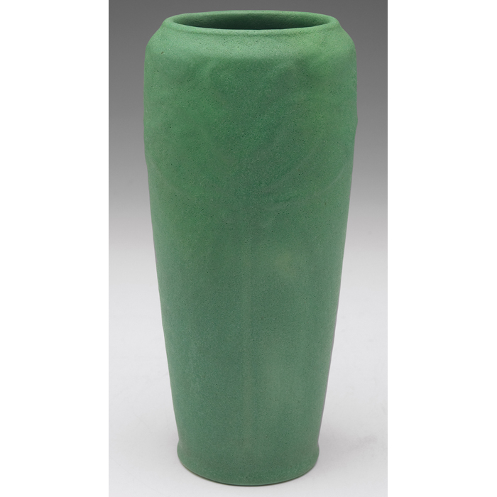 Appraisal: Valentien Pottery vase tapered shape in a green matte glaze