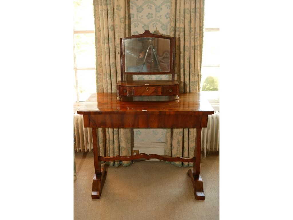 Appraisal: A BIEDERMEIER WALNUT DRESSING TABLE with a crossbanded rectangular top