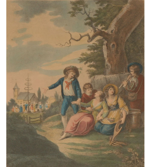 Appraisal: Pair th century English seasonal prints hand colored plates depict