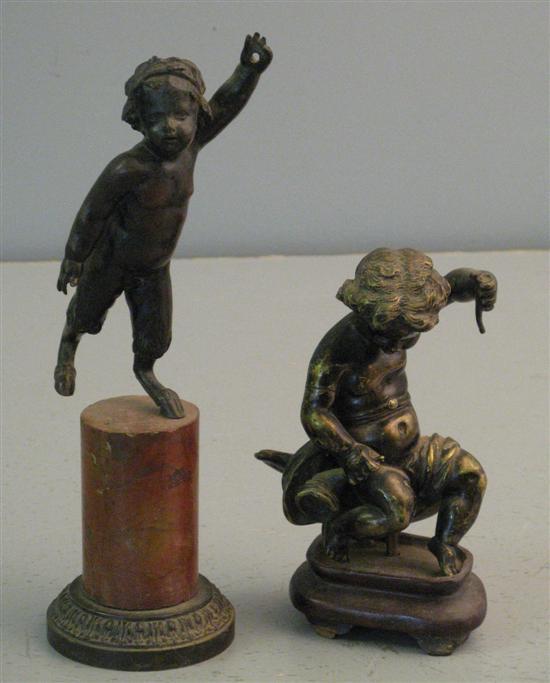 Appraisal: Two th century bronze figures the first of a faun