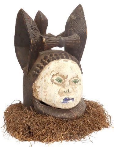 Appraisal: Large African helmet mask the figure with large ears carved