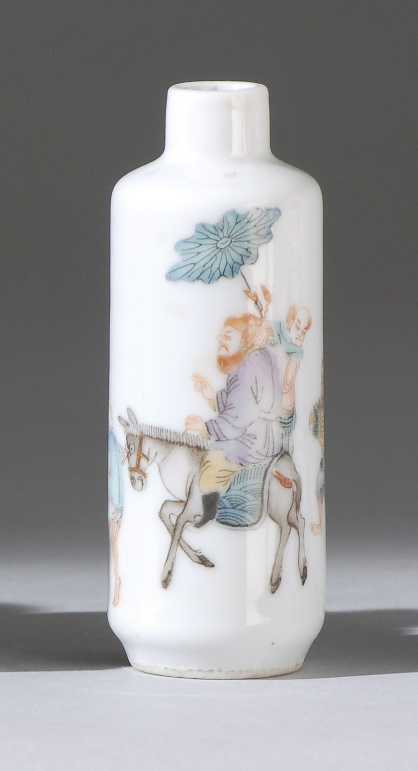 Appraisal: POLYCHROME PORCELAIN SNUFF BOTTLE th CenturyDepicting the Demon Queller Zhongkui