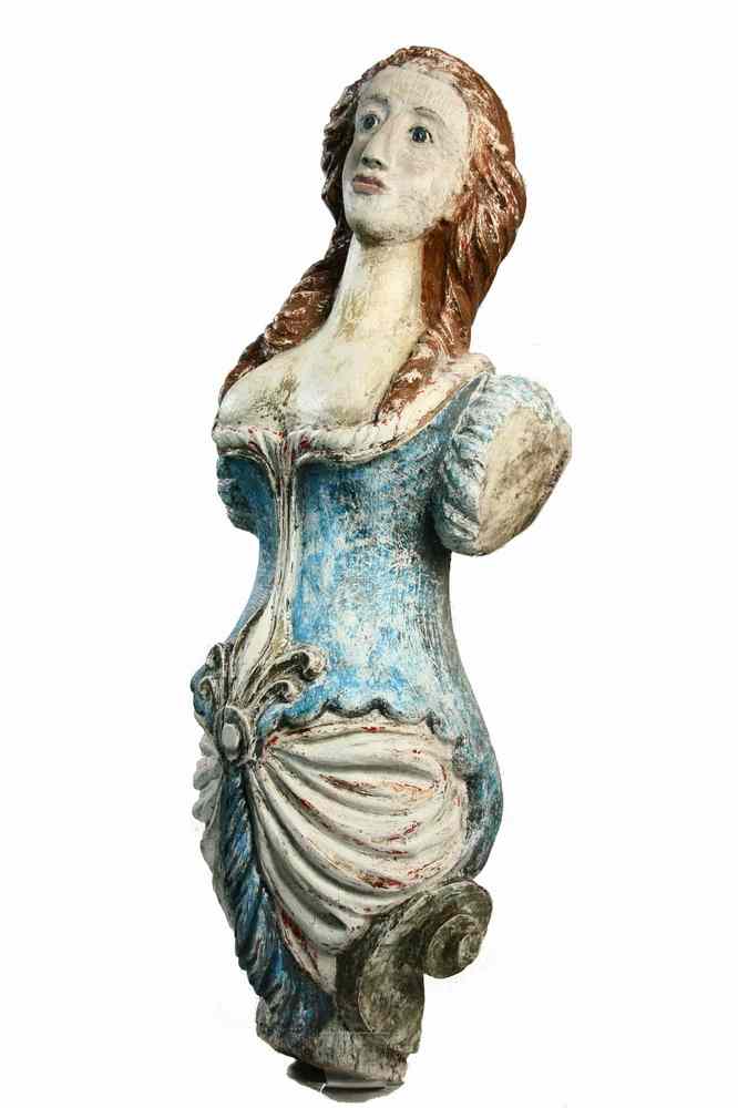 Appraisal: FIGUREHEAD - Carved Ship's Figurehead of a Woman in a