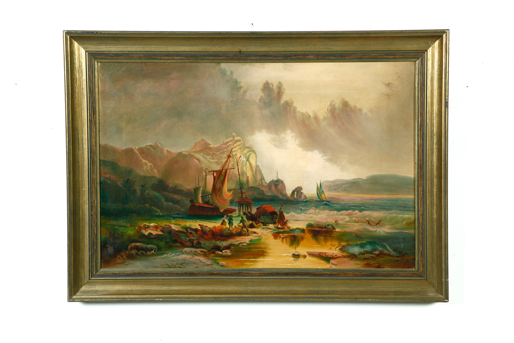 Appraisal: SHIPWRECK EUROPEAN SCHOOL TH CENTURY Oil on canvas unsigned Ship