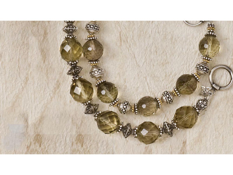 Appraisal: CITRINE BEAD BRACELETS Two bracelets with silver and faceted stone