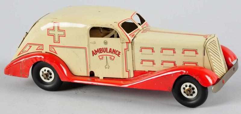 Appraisal: Pressed Steel Marx Ambulance Wind-Up Toy Description American Takes a