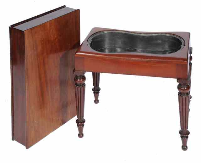 Appraisal: AN EARLY VICTORIAN MAHOGANY BIDET the rectangular lift off lid