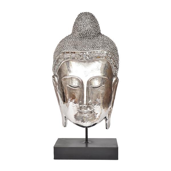 Appraisal: A SILVERED WOODEN MASK OF A BODHISATTVA ON A WOODEN