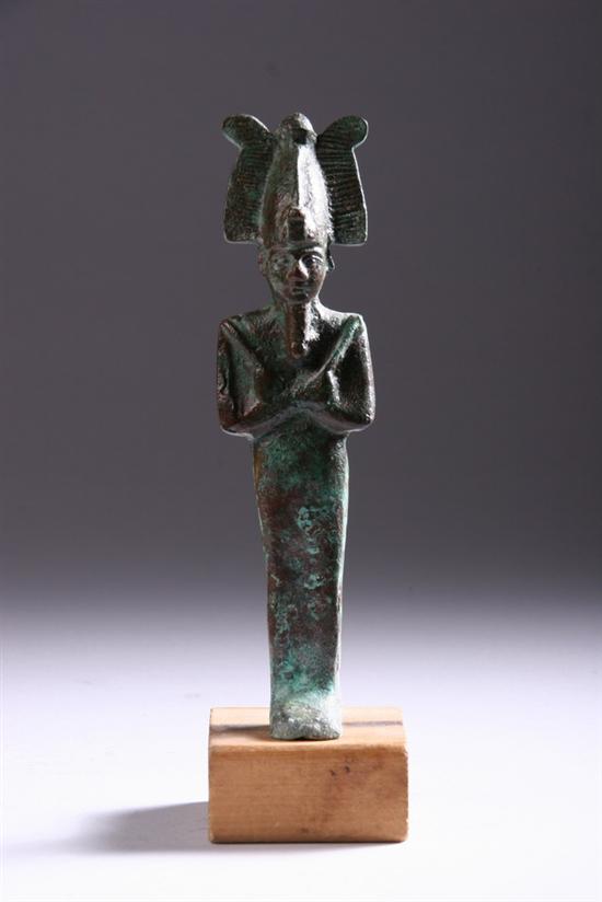 Appraisal: EGYPTIAN BRONZE OSIRIS Late Period - B C Depicted mummiform