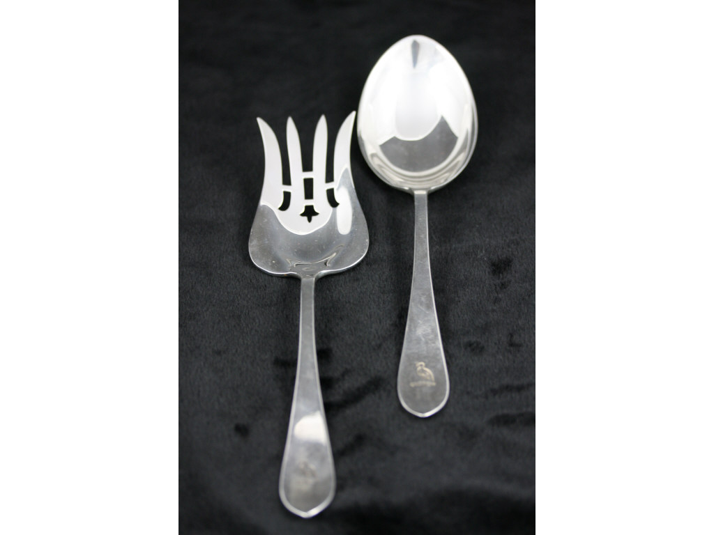 Appraisal: Sterling Silver Salad Set for Cartier in the Pointed Antique