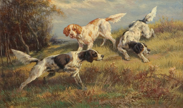 Appraisal: OSTHAUS EDMUND American - Three Setters on the Hunt oil