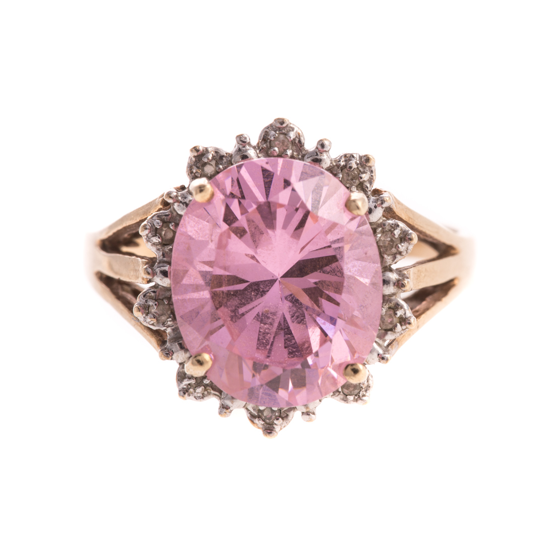 Appraisal: A Lady's Pink Stone and Diamond Ring in K K