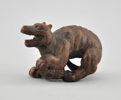 Appraisal: Tasmanian Devil Wood Netsuke Carved in an aggressive stance with