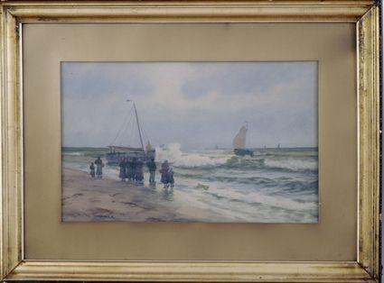 Appraisal: Continental School Coastal Scene Watercolor signed J L France lower