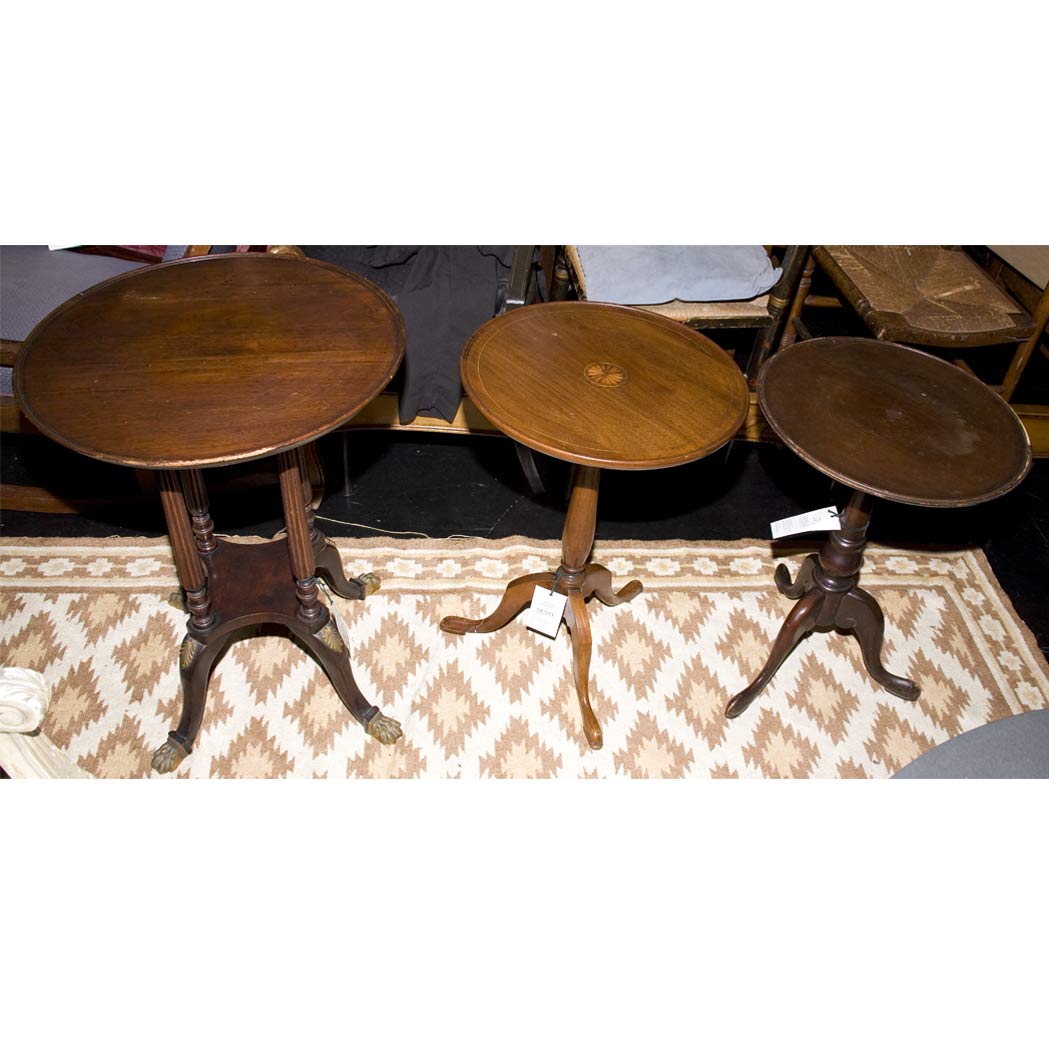 Appraisal: Group of Three Georgian Style Mahogany Stands Height of largest