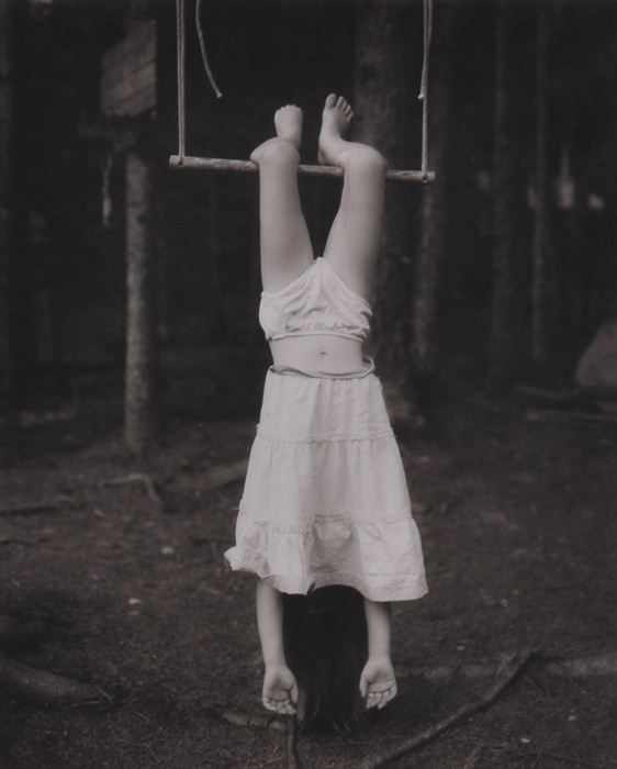 Appraisal: JED DEVINE b GIRL HANGING UPSIDE DOWN Platinum palladium print