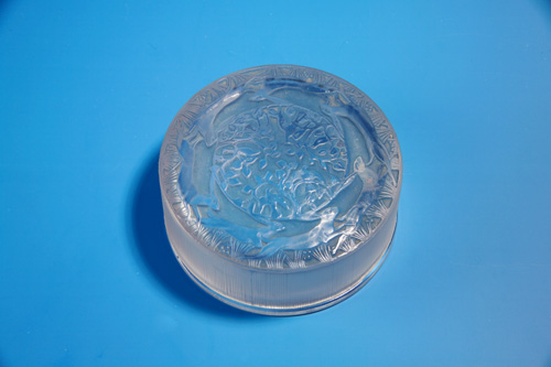 Appraisal: R LALIQUE Box Fontainebeau clear and frosted with blue patina