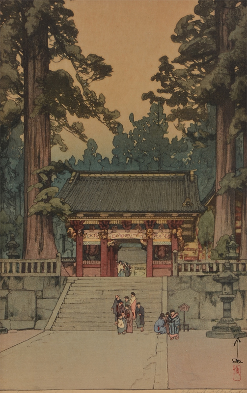 Appraisal: HIROSHI YOSHIDA WOODBLOCK Shrine at Toshogu sight size '' x