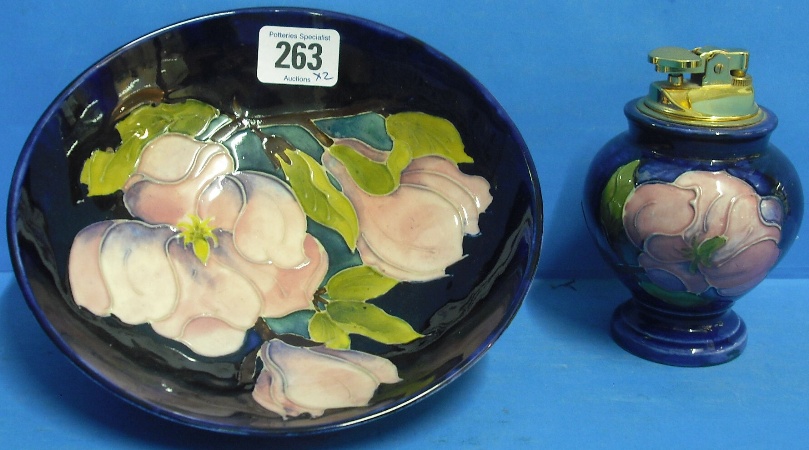 Appraisal: Moorcroft Lighter and Dish decorated in the Magnolia Design