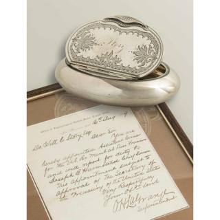 Appraisal: Koehler Ritter Silver Presentation Snuff Box Appointment Letter Framed letter