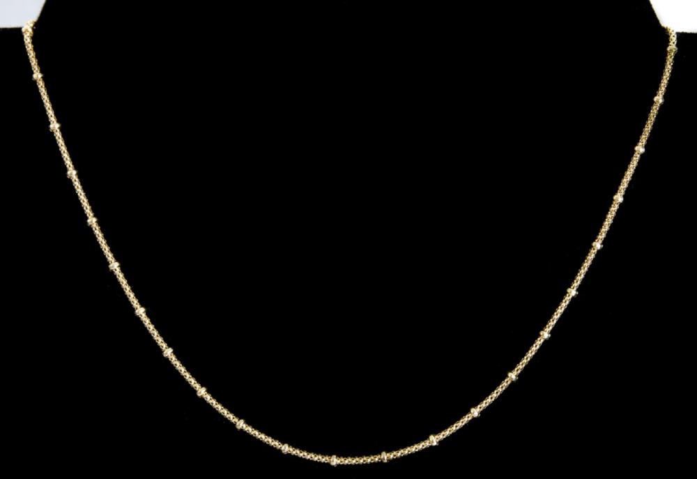 Appraisal: K YELLOW GOLD BEADED BALL CHAIN NECKLACE k yellow gold