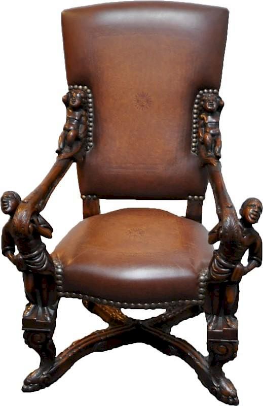 Appraisal: THEODORE ALEXANDER HANDCARVED DARK WALNUT CHAIR A finely hand carved