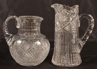 Appraisal: American Brilliant Cut Colorless Glass Pitchers Two Various American Brilliant