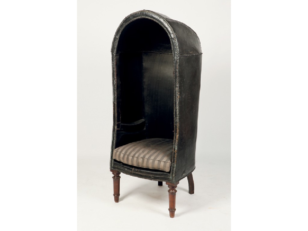 Appraisal: A LATE REGENCY HALL PORTERS CHAIR upholstered in leather with