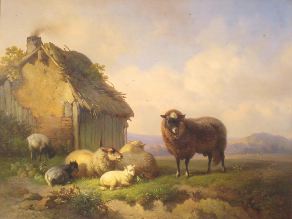 Appraisal: LOUIS ROBBE - Sheep resting in a Meadow by a