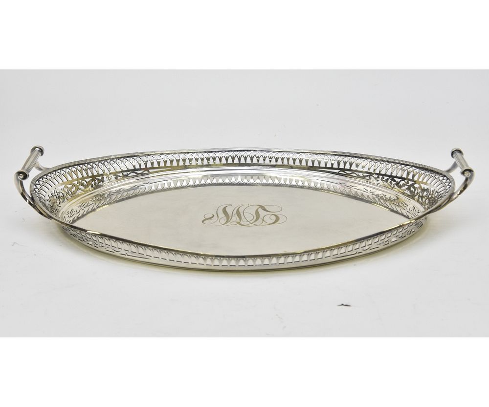 Appraisal: Fine Silver Plate Serving Tray Fine silver plate oval serving