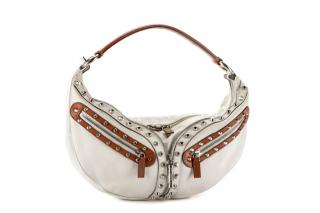 Appraisal: Versace White Brown Leather Studded Handbag Versace Italian founded late