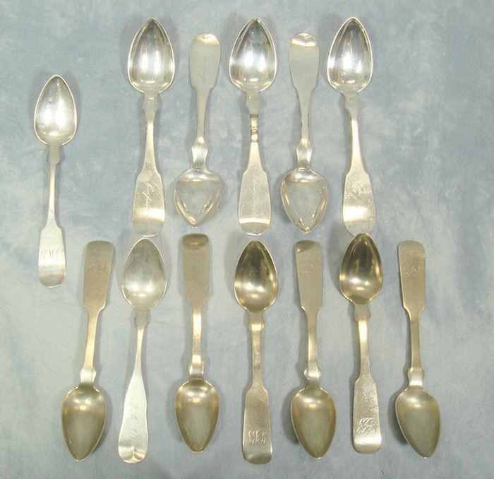 Appraisal: coin silver teaspoons by WR Otis by YS Co plus