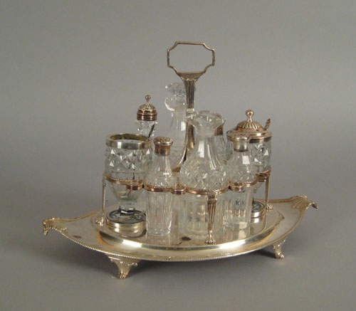 Appraisal: English silver cruet set - bearing the touch of R