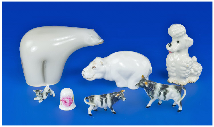 Appraisal: Small Collection of Animal Figures comprising Coalport Hippopotamus Goebel Poodle