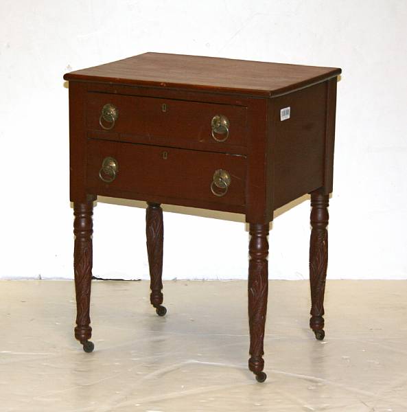 Appraisal: A late Federal cherry two drawer work table first quarter