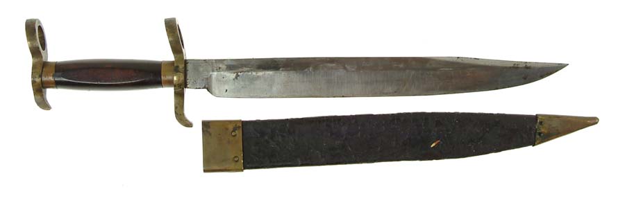 Appraisal: CONFEDERATE BOWIE KNIFE - clip-point blade brass guard and pommel