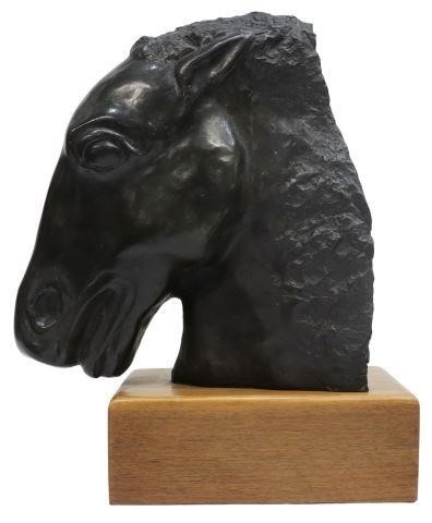 Appraisal: Bronze sculpture Horse Head in Black signed lower left Van